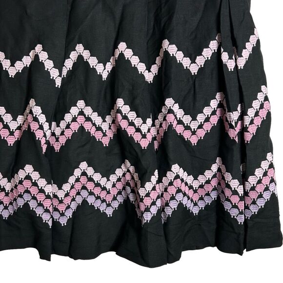 NEW Dressbarn Black+Pink Embroidered Linen Blend A-Line Skirt - Plus Size 20W - Picture 4 of 12